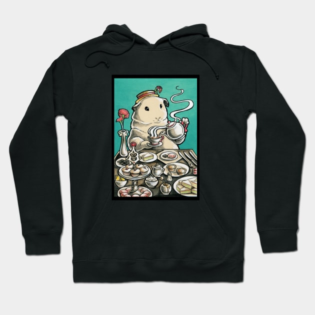 Guinea Pig Tea Party Hoodie by Nat Ewert Art